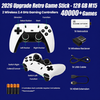 2026 Upgrade Retro Game Stick, 128 GB, with 40,000+ Built-in Classic Video Games, Retro Gaming Console with 23 Emulators, Plug & Play for TV Video Gaming Stick HDMI Output with Dual 2.4G Controllers_2