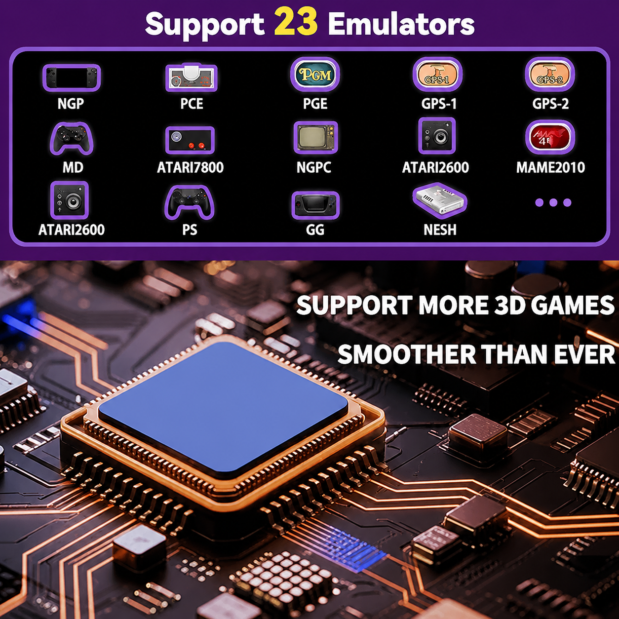 2026 Upgrade Retro Game Stick, 128 GB, with 40,000+ Built-in Classic Video Games, Retro Gaming Console with 23 Emulators, Plug & Play for TV Video Gaming Stick HDMI Output with Dual 2.4G Controllers_3