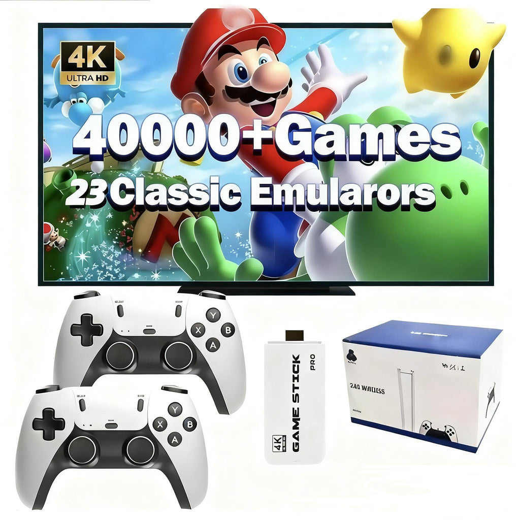 2026 Upgrade Retro Game Stick, 128 GB, with 40,000+ Built-in Classic Video Games, Retro Gaming Console with 23 Emulators, Plug & Play for TV Video Gaming Stick HDMI Output with Dual 2.4G Controllers