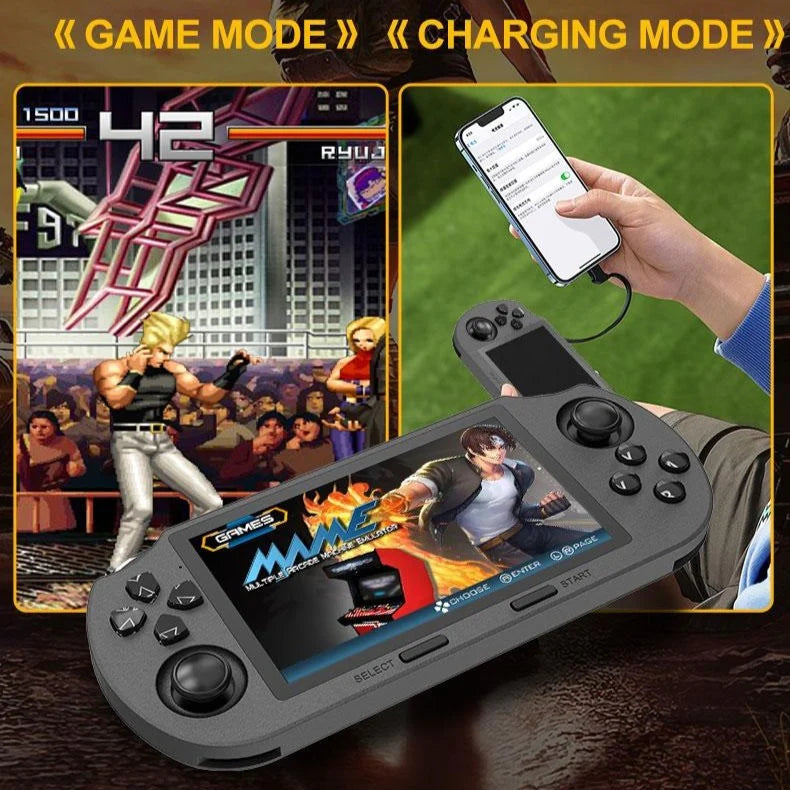 SF3000 Retro Handheld Game Console — Features a 4.5-inch HD IPS screen, supports classic games, TV connectivity, and over 14 emulators, with a 5-hour battery life._2