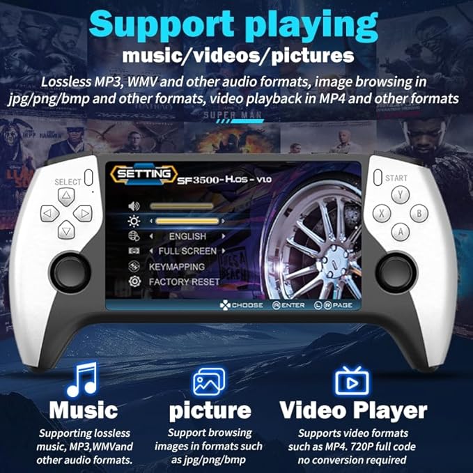 SF3500 Retro Handheld Game Console-Handheld Game Console with HD 5.5-inch IPS Screen Classic Video Games Supports TV Connection,14+ Emulators & 5-Hour Battery Life_2