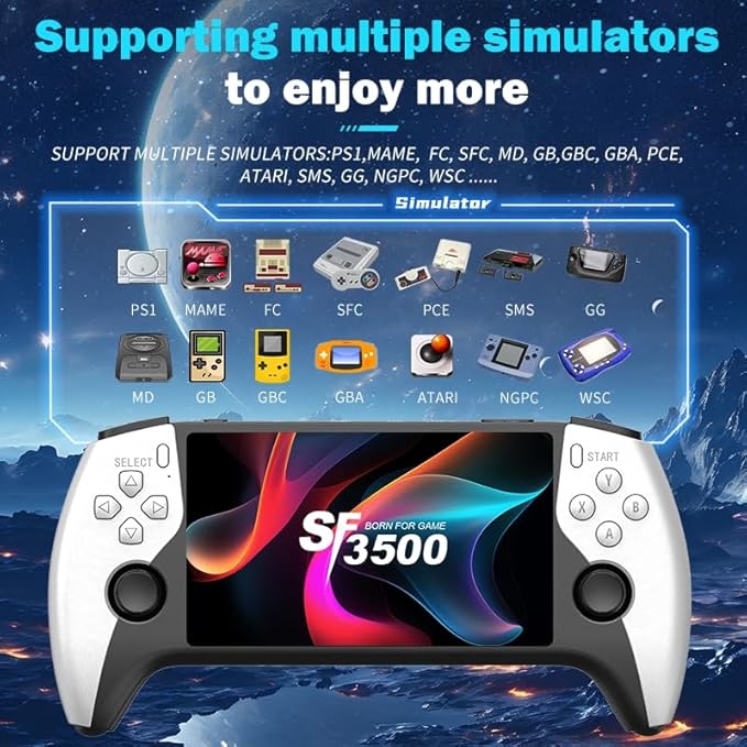 SF3500 Retro Handheld Game Console-Handheld Game Console with HD 5.5-inch IPS Screen Classic Video Games Supports TV Connection,14+ Emulators & 5-Hour Battery Life_4
