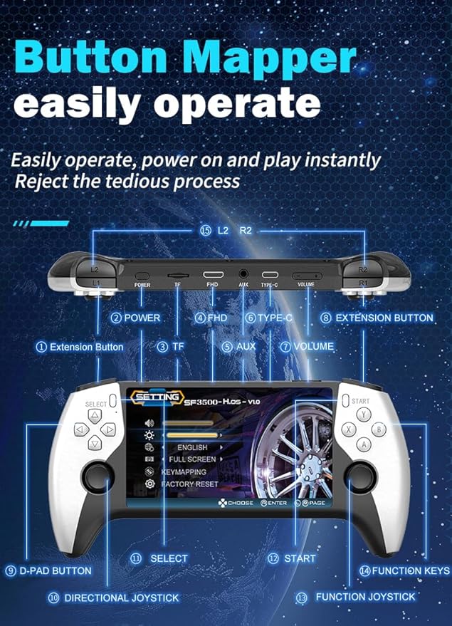 SF3500 Retro Handheld Game Console-Handheld Game Console with HD 5.5-inch IPS Screen Classic Video Games Supports TV Connection,14+ Emulators & 5-Hour Battery Life_6